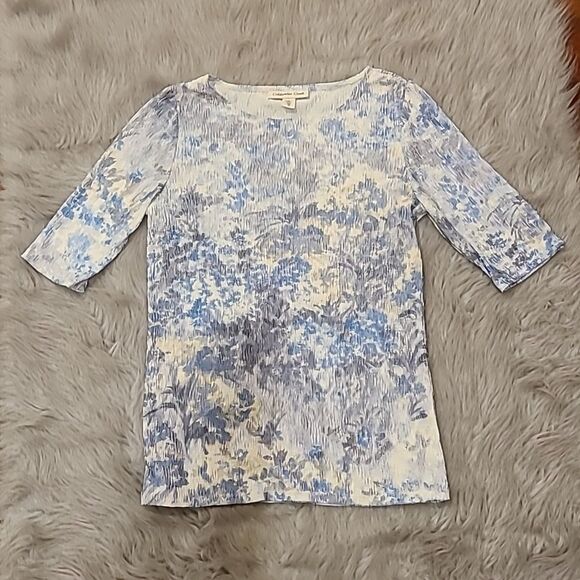 Coldwater creek womens blue and gray pattern polyester tshirt size xs - Picture 1 of 5